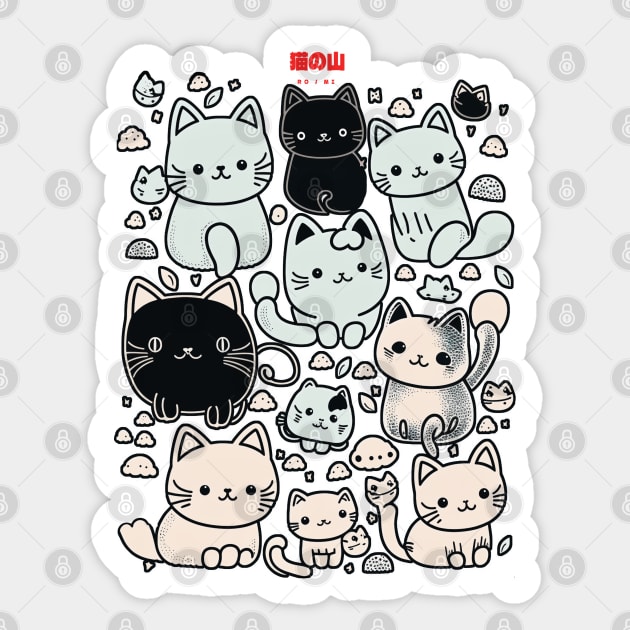 A group of black and white cats Sticker by bmron